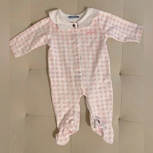 Jacadi Baby Pink Checkered One Piece & Kyte baby footsie sz 3M